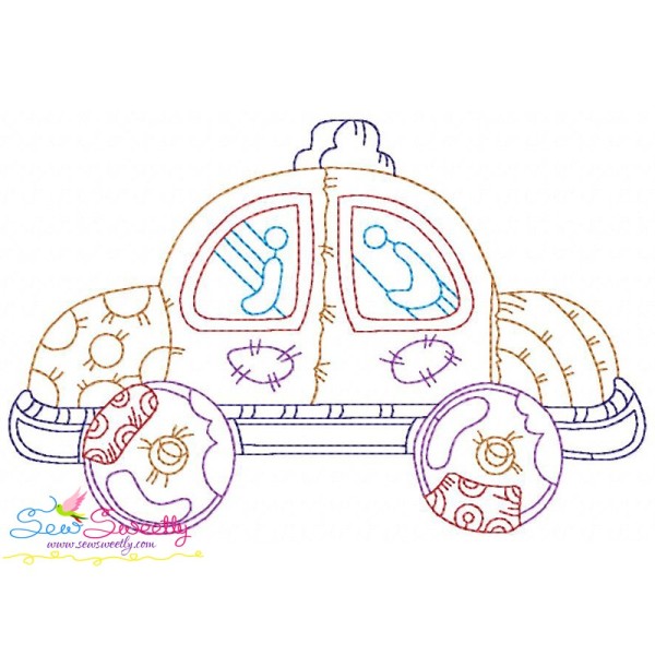 Vintage Bean Stitch Car Embroidery Design Pattern-1