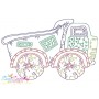 Vintage Bean Stitch Dump Truck Embroidery Design Pattern-1