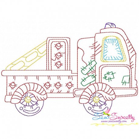 Vintage Bean Stitch Truck-2 Embroidery Design Pattern
