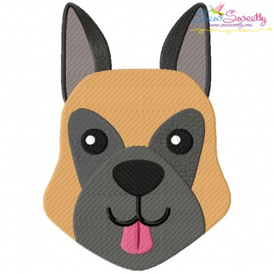 German Shepherd Dog Head Embroidery Design Pattern-1