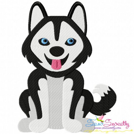 Husky Dog Embroidery Design Pattern