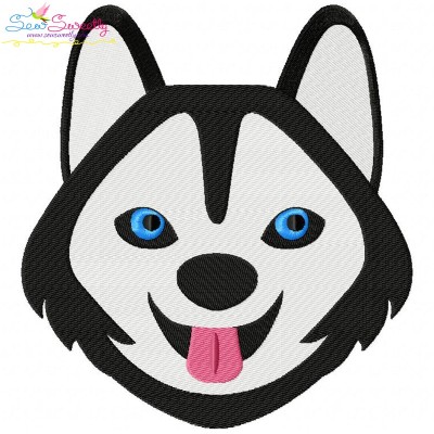 Husky Dog Head Embroidery Design Pattern-1