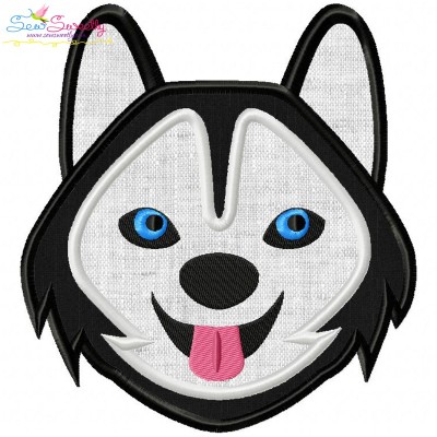 Husky Dog Head Applique Design Pattern-1