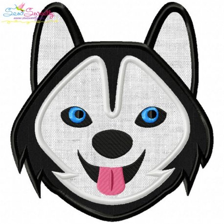 Husky Dog Head Applique Design