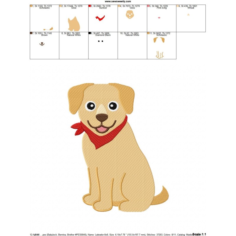 Labrador Dog Embroidery Design Pattern