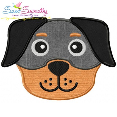 Rottweiler Dog Head Applique Design