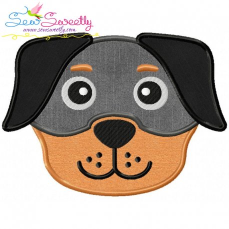 Rottweiler Dog Head Applique Design