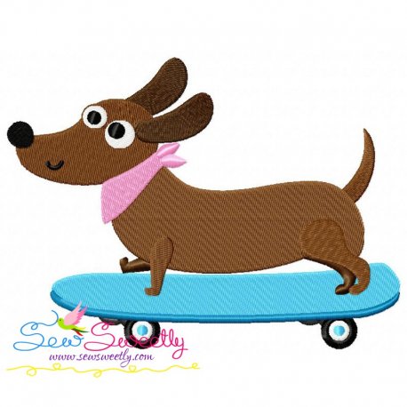 Skateboard Dog Embroidery Design
