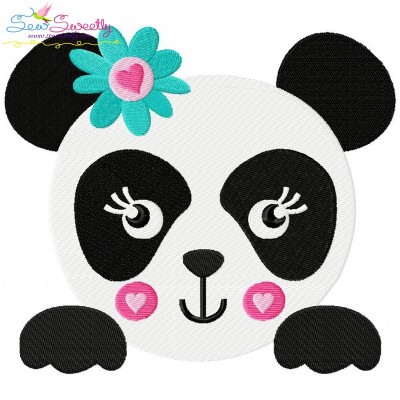 Panda Face Girl Embroidery Design Pattern-1