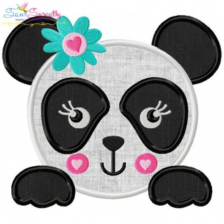 Panda Face Girl Applique Design Pattern