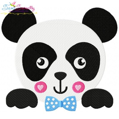 Panda Face Boy Embroidery Design Pattern-1