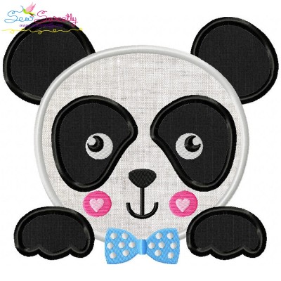 Panda Face Boy Applique Design Pattern-1