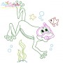 Bean Stitch Redwork Frog Underwater-8 Embroidery Design Pattern-1