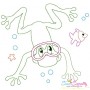 Bean Stitch Redwork Frog Underwater Embroidery Design Bundle-2