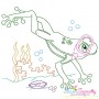 Bean Stitch Redwork Frog Underwater Embroidery Design Bundle-5