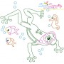 Bean Stitch Redwork Frog Underwater Embroidery Design Bundle-7