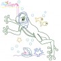Bean Stitch Redwork Frog Underwater Embroidery Design Bundle-8