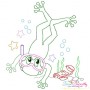 Bean Stitch Redwork Frog Underwater Embroidery Design Bundle-11