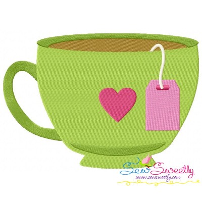Tea Cup Heart Embroidery Design Pattern-1