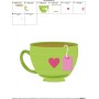 Tea Cup Heart Embroidery Design Pattern-2