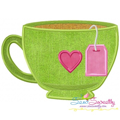 Tea Cup Heart Applique Design Pattern-1