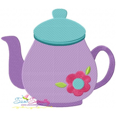 Floral Teapot Embroidery Design Pattern-1