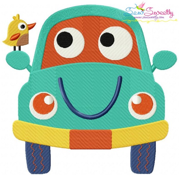 Happy Car Embroidery Design Pattern-1
