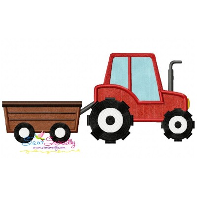 Tractor With Wagon Applique Design Pattern-1