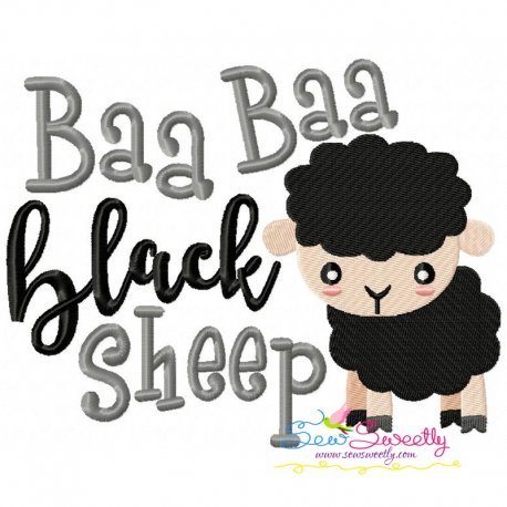 Baa Baa Black Sheep Nursery Rhyme Embroidery Design Pattern