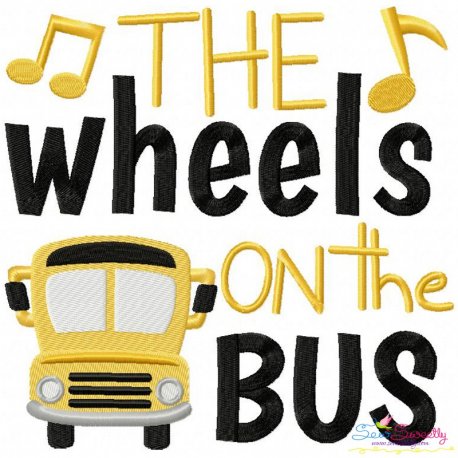 The Wheels On The Bus Nursery Rhyme Embroidery Design Pattern