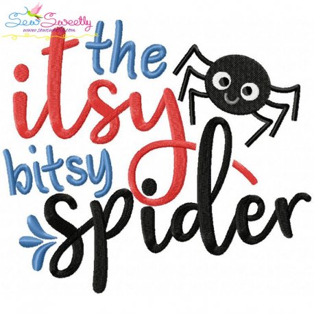 The Itsy Bitsy Spider Nursery Rhyme Embroidery Design Pattern