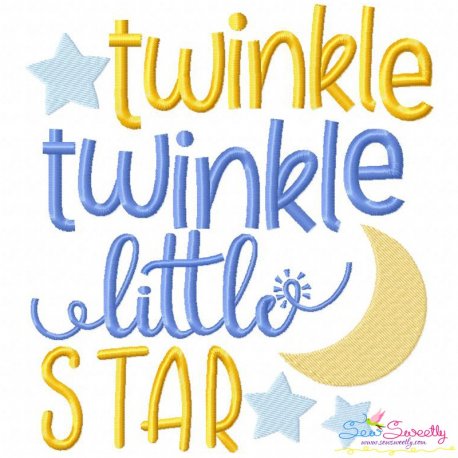 Twinkle Twinkle Little Star Nursery Rhyme Embroidery Design Pattern