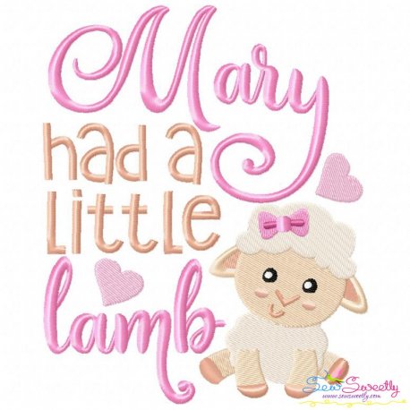 Mary Had a Little Lamb Nursery Rhyme Embroidery Design Pattern