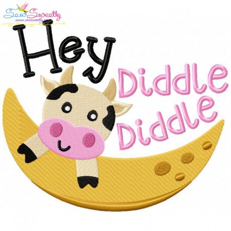 Hey Diddle Diddle Nursery Rhyme Embroidery Design Pattern