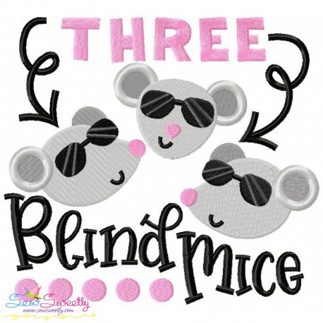 Three Blind Mice Nursery Rhyme Embroidery Design Pattern