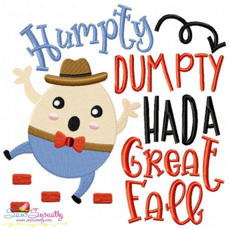 Humpty Dumpty Nursery Rhyme Embroidery Design