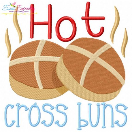 Hot Cross Buns Rhyme Embroidery Design Pattern