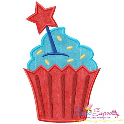 Free Star Cupcake Applique Design Pattern-1