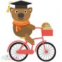 Animal Student Bear Embroidery Design Pattern-1