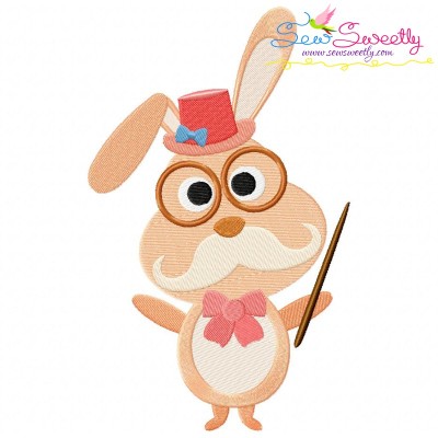 Animal Student Bunny Embroidery Design Pattern-1