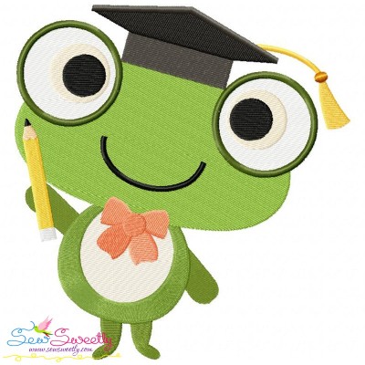 Animal Student Frog Embroidery Design Pattern-1