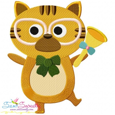 Animal Student Cat Embroidery Design Pattern-1