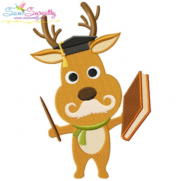 Animal Student Deer Embroidery Design Pattern-1