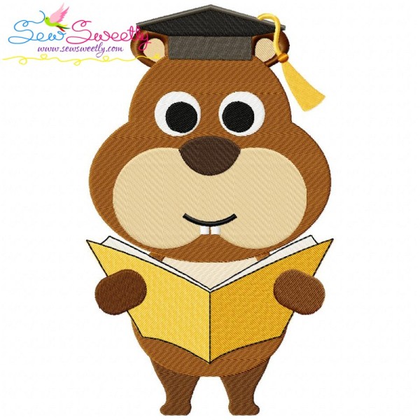 Animal Student Squirrel Embroidery Design Pattern-1