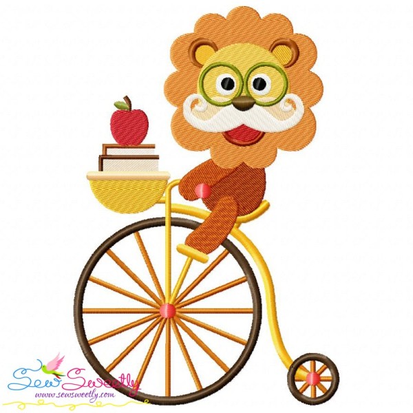 Animal Student Lion Embroidery Design Pattern-1