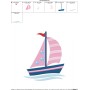 Pink Navy Sailboat Embroidery Design Pattern-2