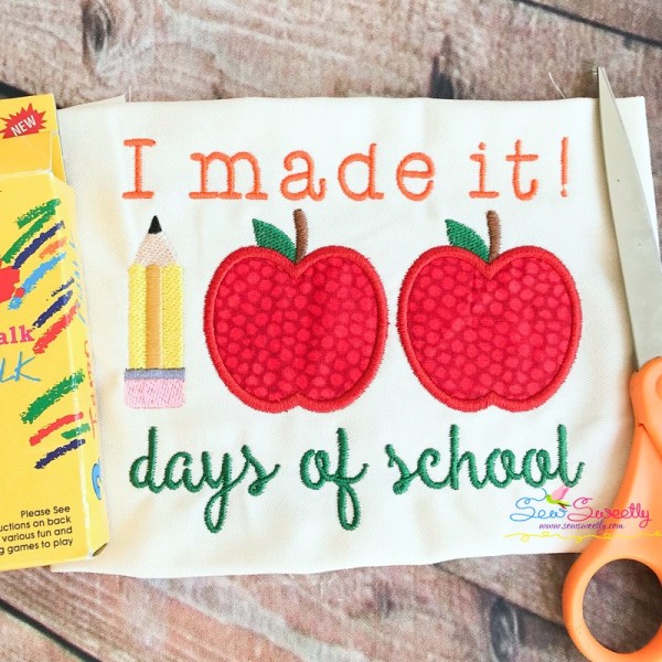 I Made It 100 Days of School Applique Design Pattern-1