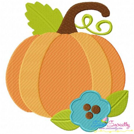 Pumpkin With Flower Embroidery Design- 1