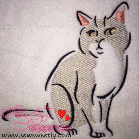 Cute Cat Embroidery Design- 1