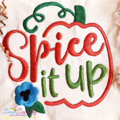 Spice It Up Pumpkin Lettering Embroidery Design Pattern-1
